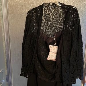 2 Piece Black Lace and Chiffon Formal Dress A.W. Bridal